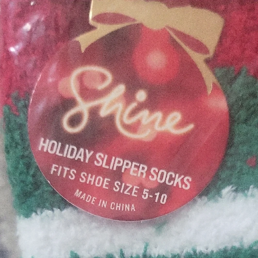 Festive Red and Green Striped Slipper Socks